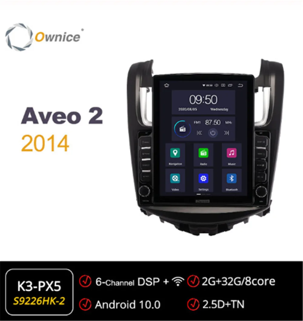

Ownice Android 10.0 forChevrolet Aveo 2 2014 Car Radio Auto Multimedia Video Audio GPS Player head Unit 360 Panorama 4G LTE
