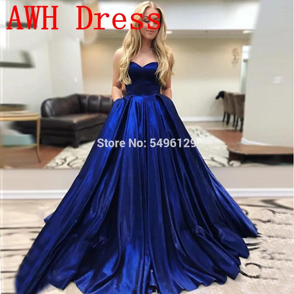 Новый ярко синие вечерние платья элегантные атласные Vestido De Noiva Милая платье