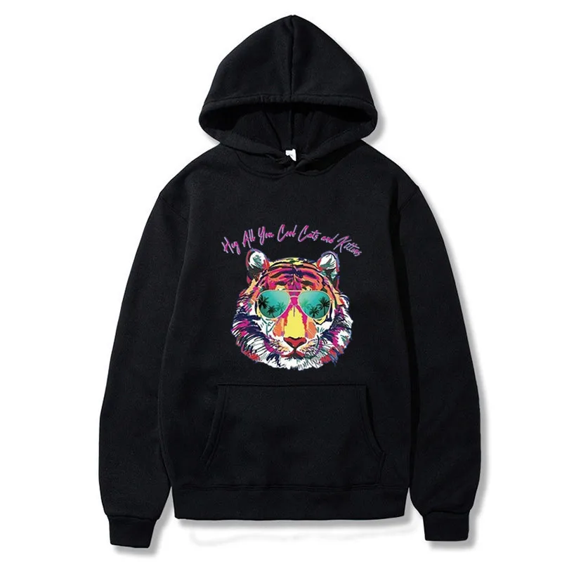 

Hot Tiger Fun Pattern Printed Long-Sleeved Hooded Fleece Hoodies Sweatshirt Women Fall 2020 Women Graphic Hoodie