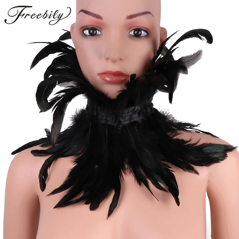 Викторианский готический воротник из натурального пера чокер шаль наплечная