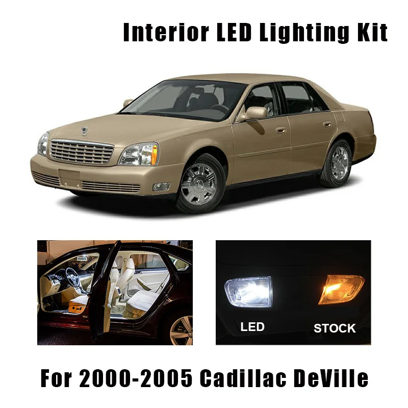 

16 Bulbs White Error Free Interior LED Car Reading Light Kit Fit For Cadillac DeVille 2000-2003 2004 2005 License Plate Lamp