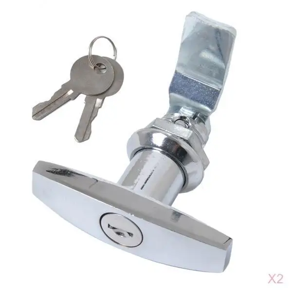 

MagiDeal 2X Secure Garage Door Opener T Handle Lock with 4 Keys for Caravans