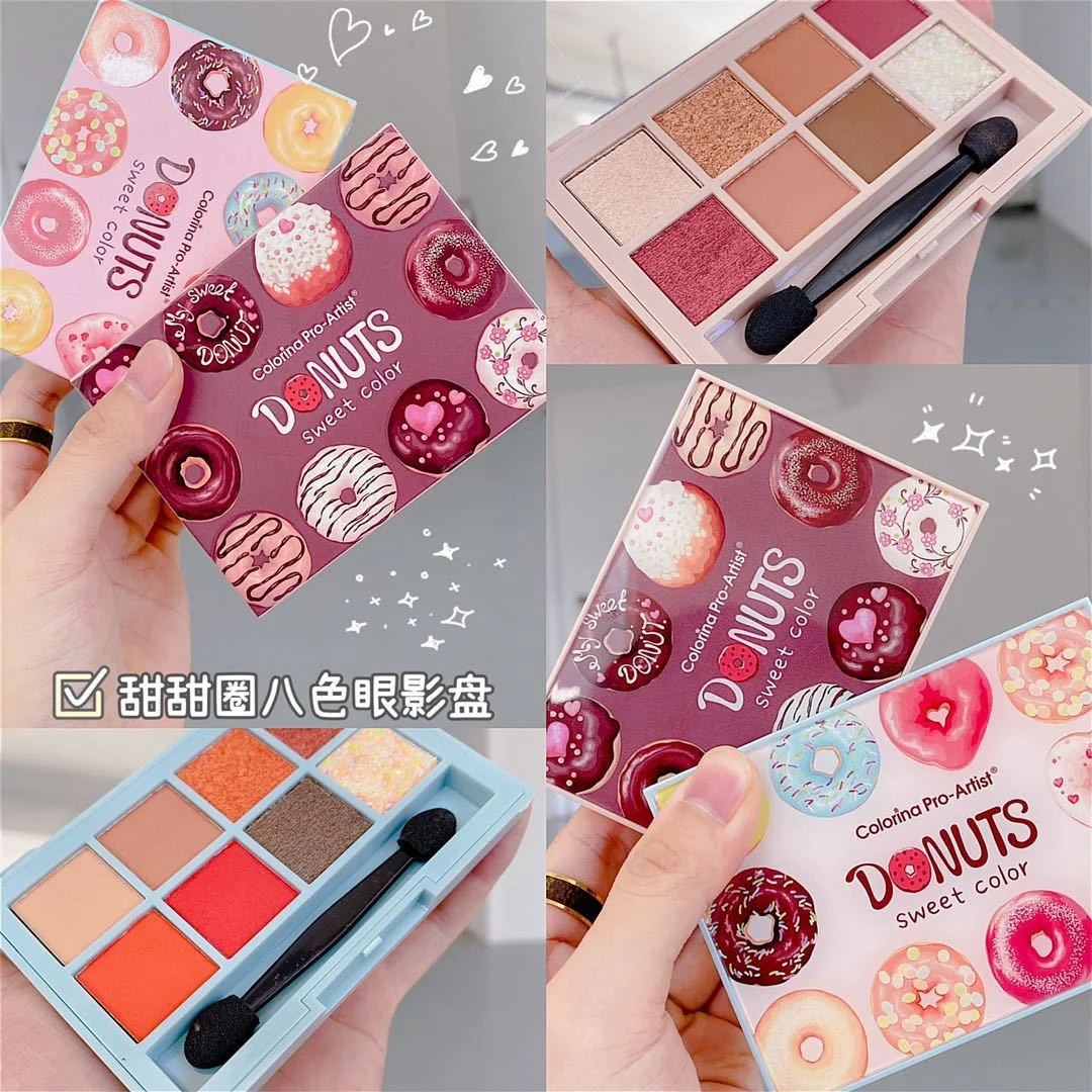

8 Color Eyeshadow Palette Highly-Pigmented Shadows Palette With Brush Kawaii Makeup Palette Glitter Eyeshadow Cute Makeup Set