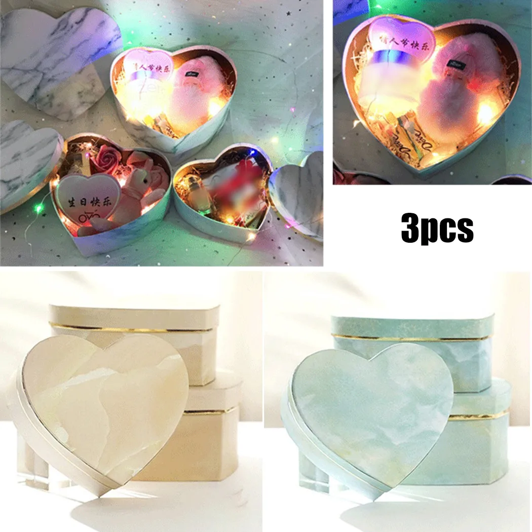 

Box Gift Box Candy Case Container DIY Gift Heart Shaped Marbled Packaging