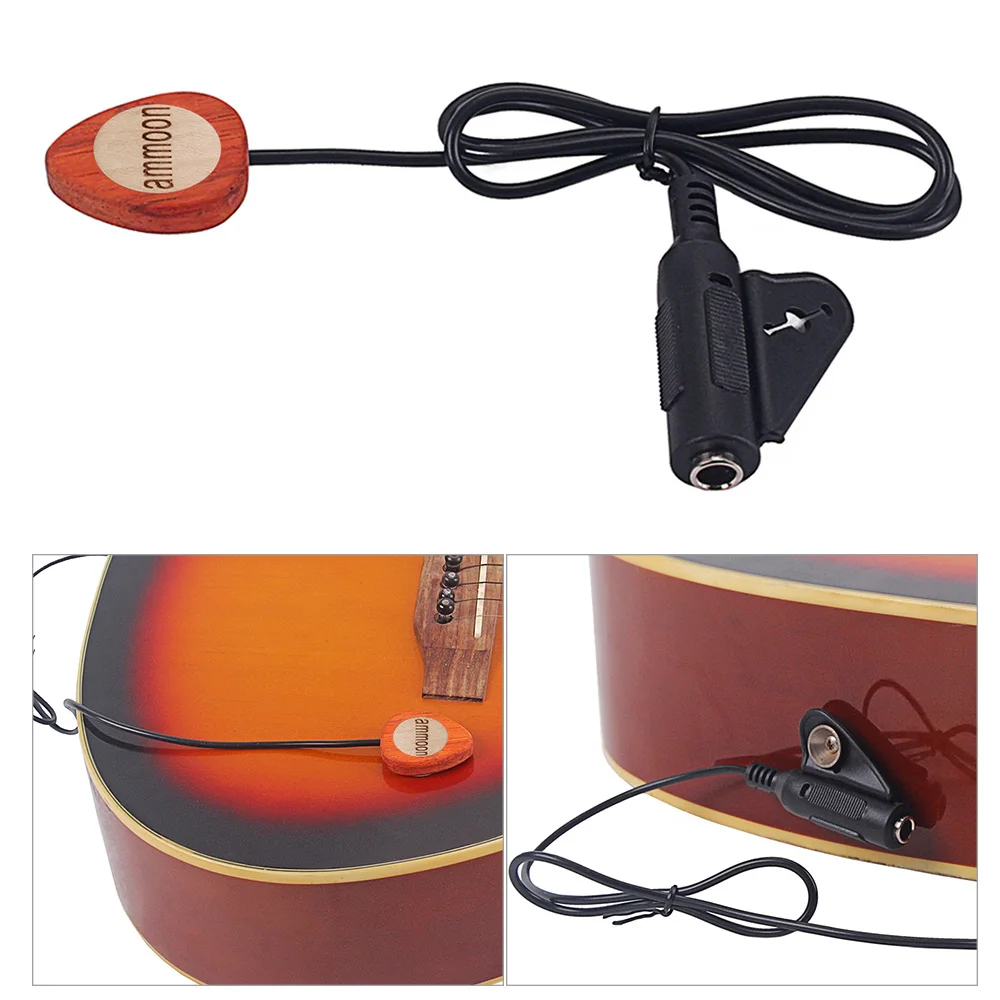 

ammoon Mandolin Guitar Pickup Wood Piezo Contact Microphone Pickup 6.35mm Port for Guitar Ukulele Violin Mandolin Accessoris