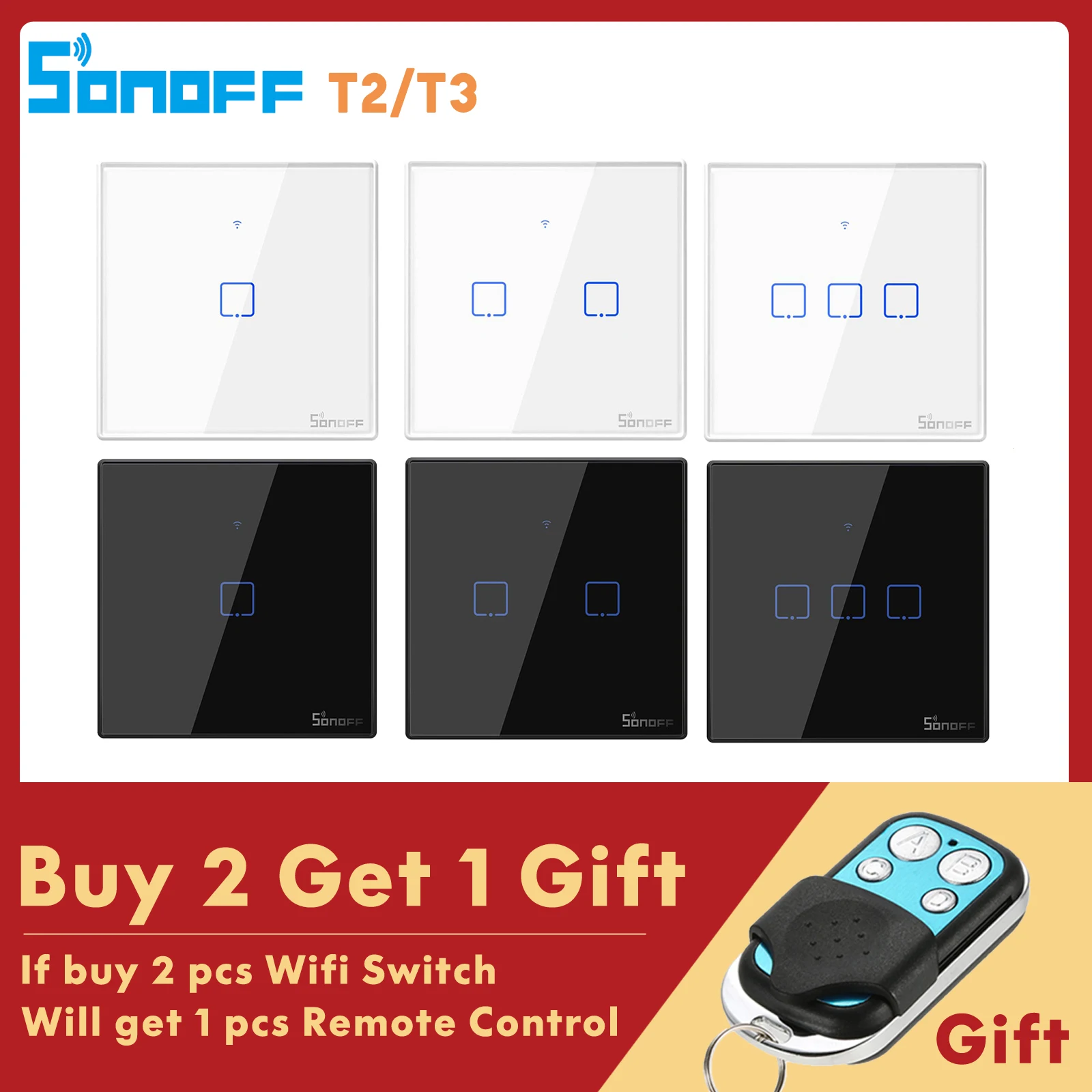 Сенсорный светильник Sonoff Wi Fi переключатель TX T2 T3 Smart Switch 433 RF eWelink APP работает с Alexa