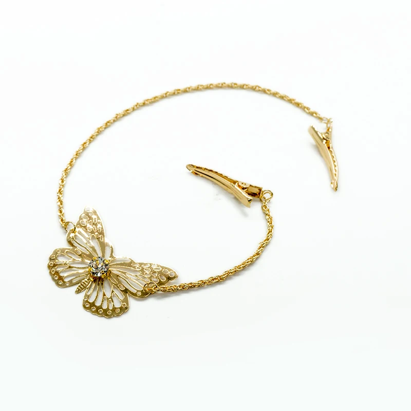 Золотой металлический лист Бабочка заколка для волос Сеть ювелирных свадебные