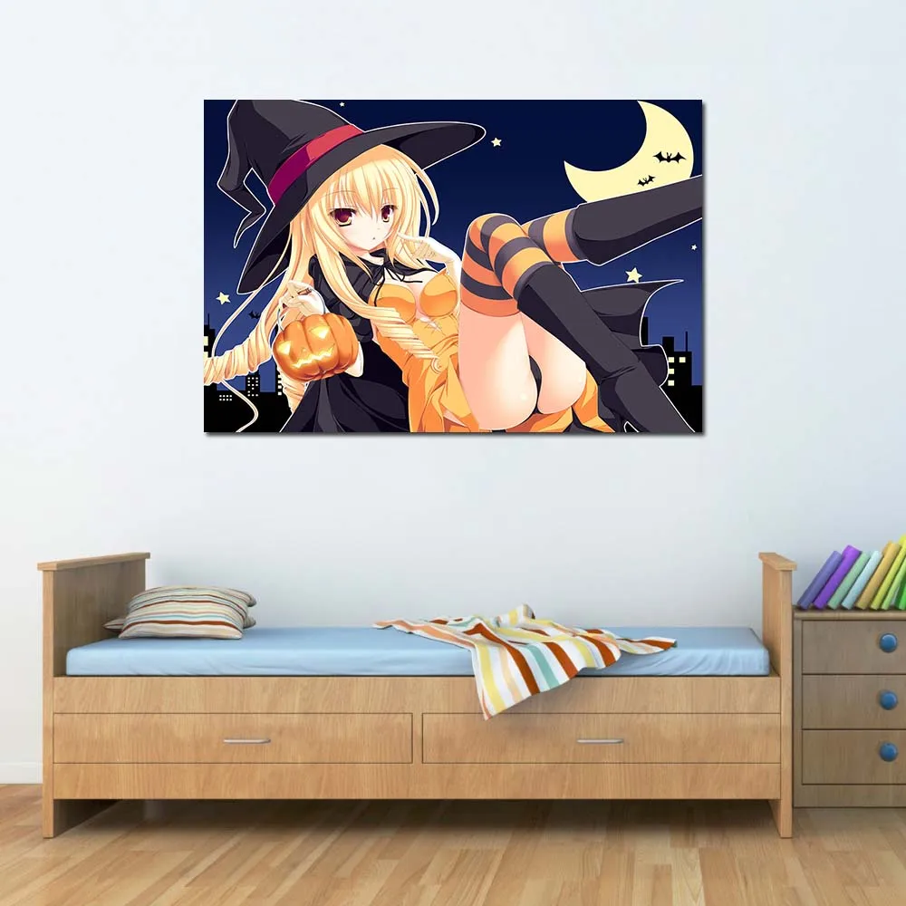 Блондинка девушка милая ведьма аниме постер холст ткань принт живопись