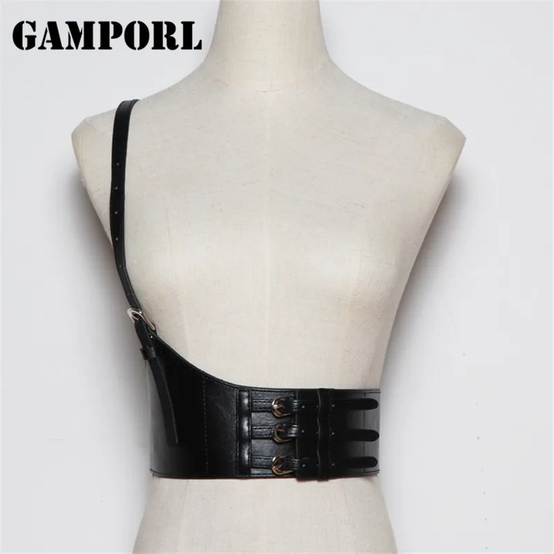 

GAMPORL Leather Bra Harness Women Sexy Suspenders Body Straps Chest Harness Cage Bdsm Bondage Gothic Stockings Garter Belt Woman