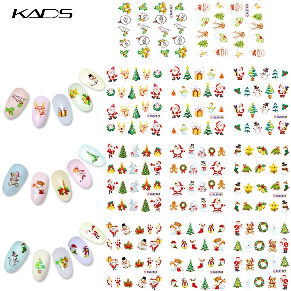 HOTSALE 11 Лист/1 КОМПЛ. Рождество ногтей наклейки НАКЛЕЙКА nail art инструмент для воды