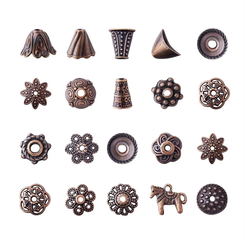 Шапочки для бусин смешанной формы в тибетском стиле античная бронза диаметр
