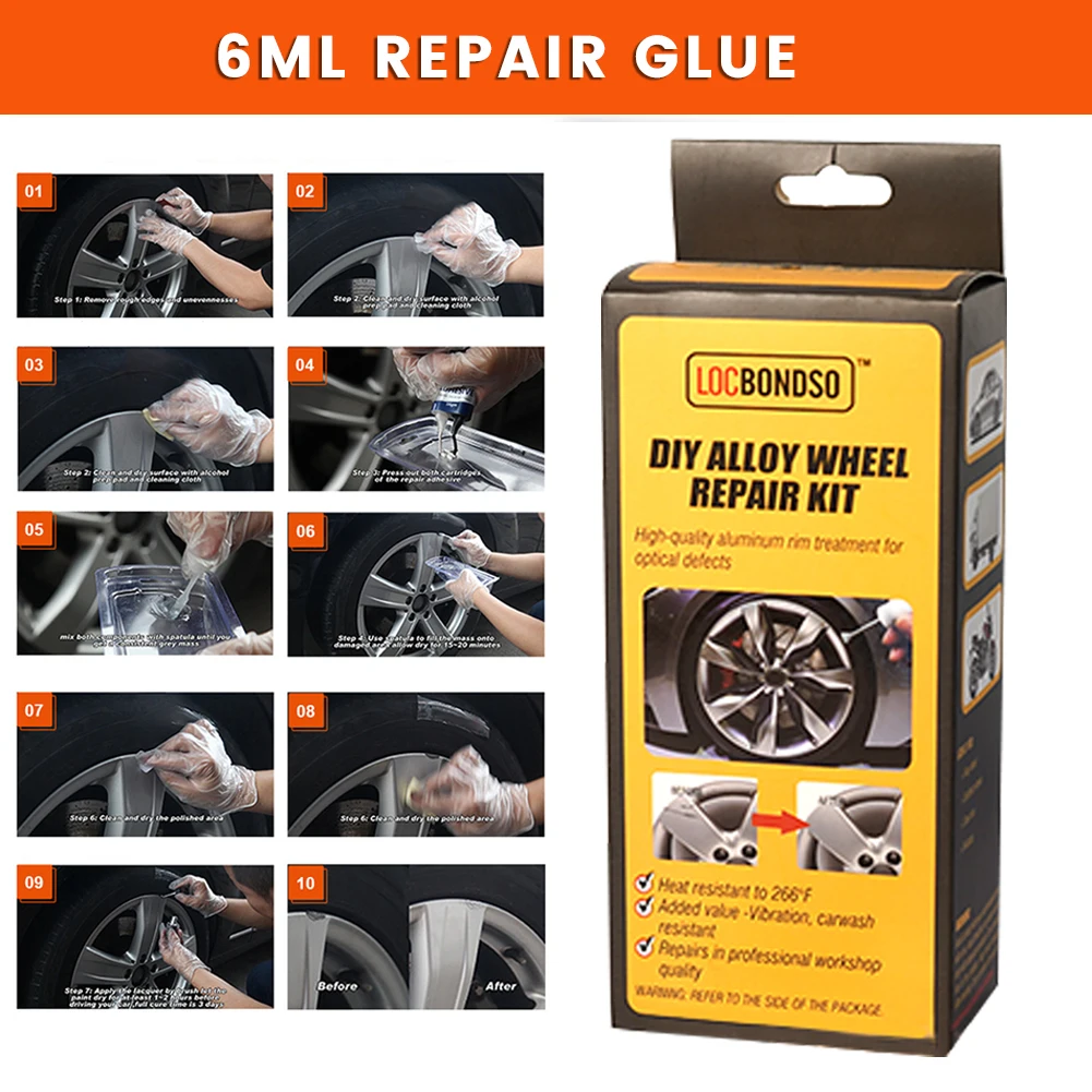 

DIY Alloy Wheel Repair Kits Adhesive General Silver Car Auto Rim Dent Scratch Surface Damages Paint Care Wheel Repair Tools