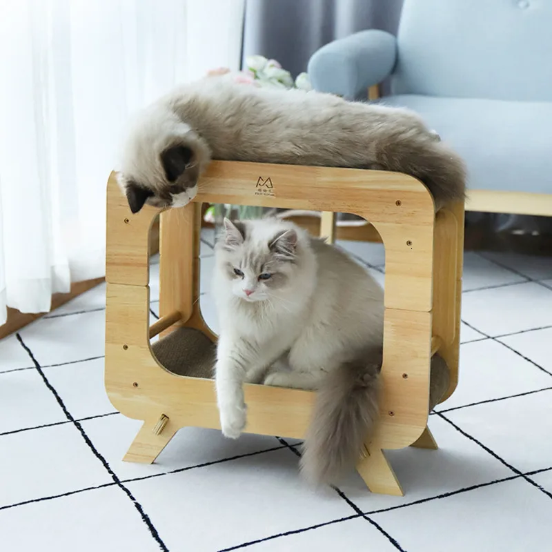 

Гофрированная бумага для кошек, диван-кровать, игрушки для кошек, забота о когтях, деревянный домик для кошек со скребок для доски, кошачье с...