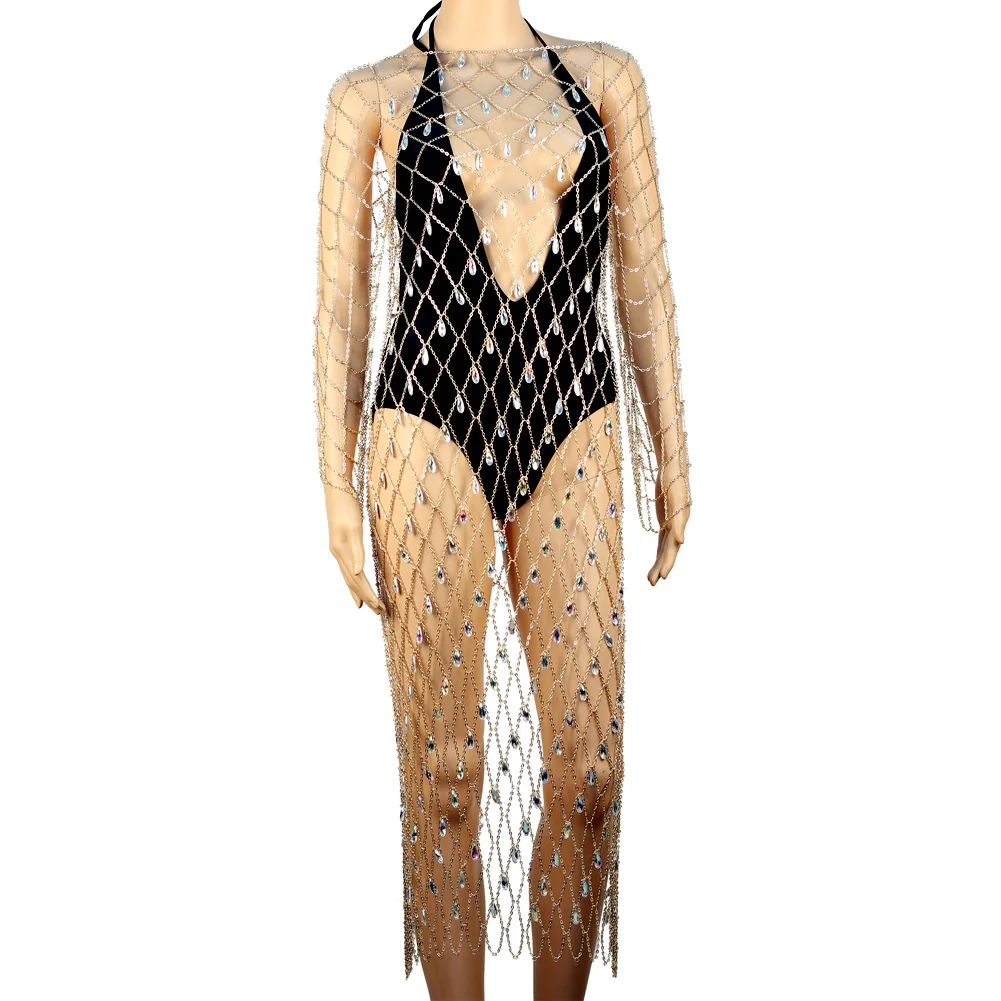 Блестящие стразы цепочка для всего тела платье бикини сексуальная с кристаллами