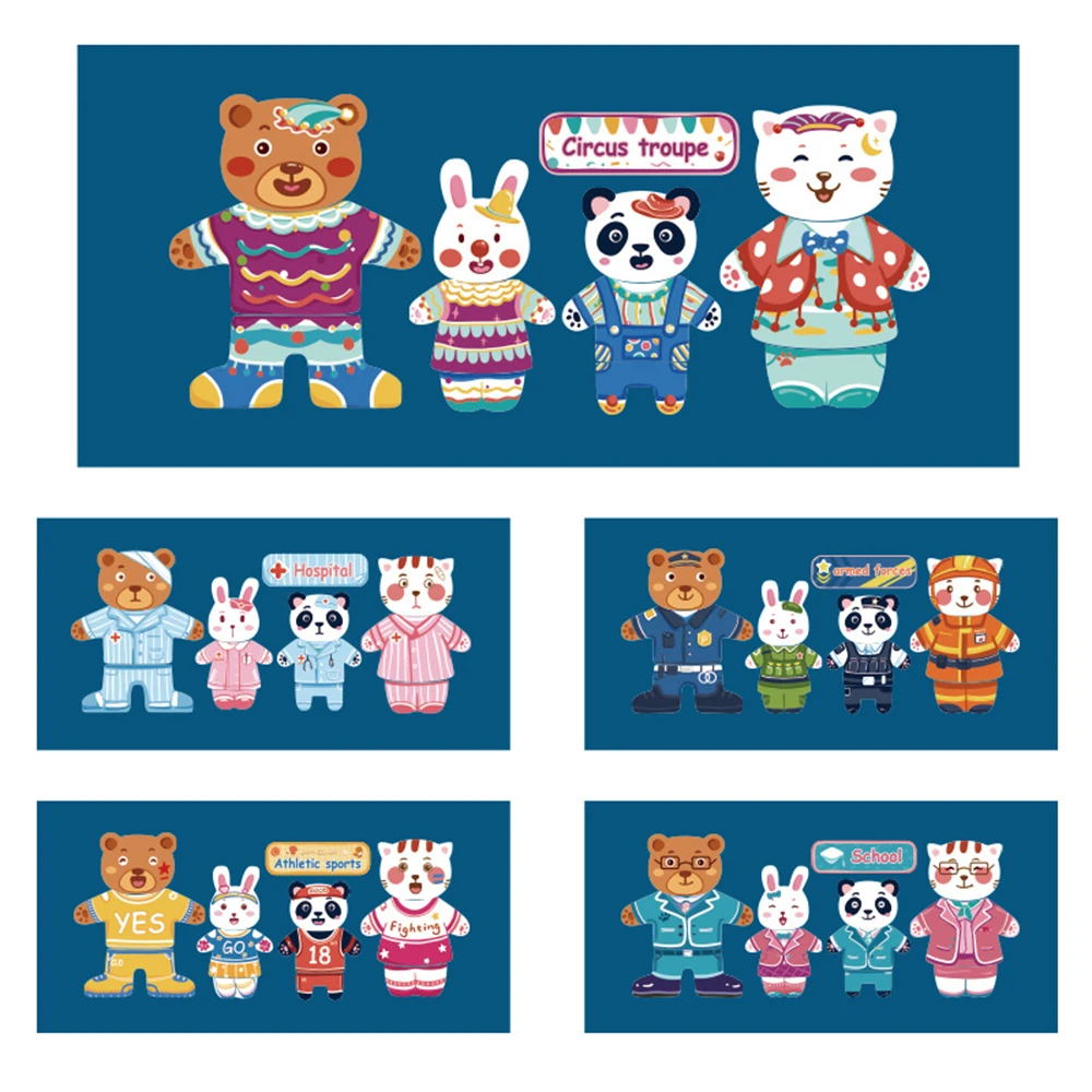 Обучающие игрушки пазлы для детей магнитная мозаика с медвежонком смены одежды