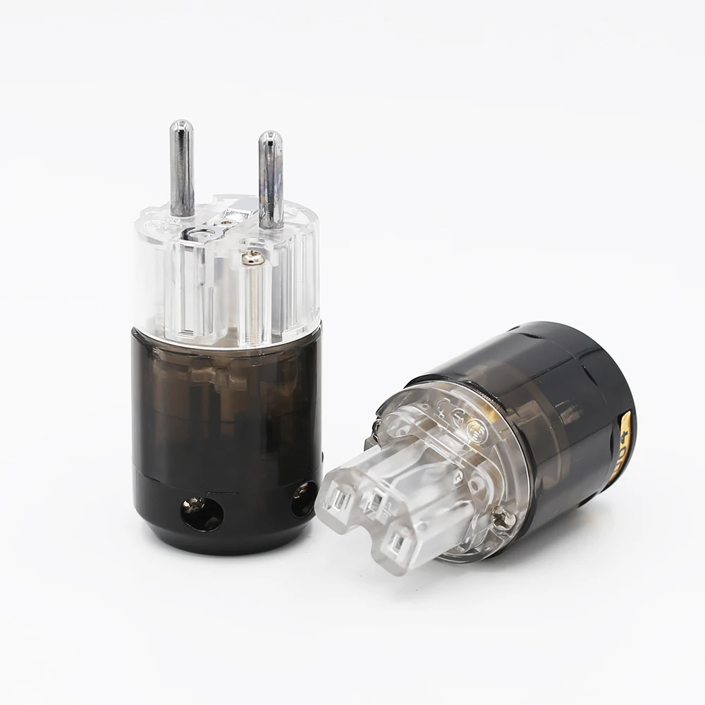 

1pair P-004E+ C-004 Transparent EU Electrical power plug for DIY Hifi power cable