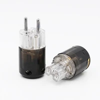 1pair p 004e c 004 transparent eu electrical power plug for diy hifi power cable