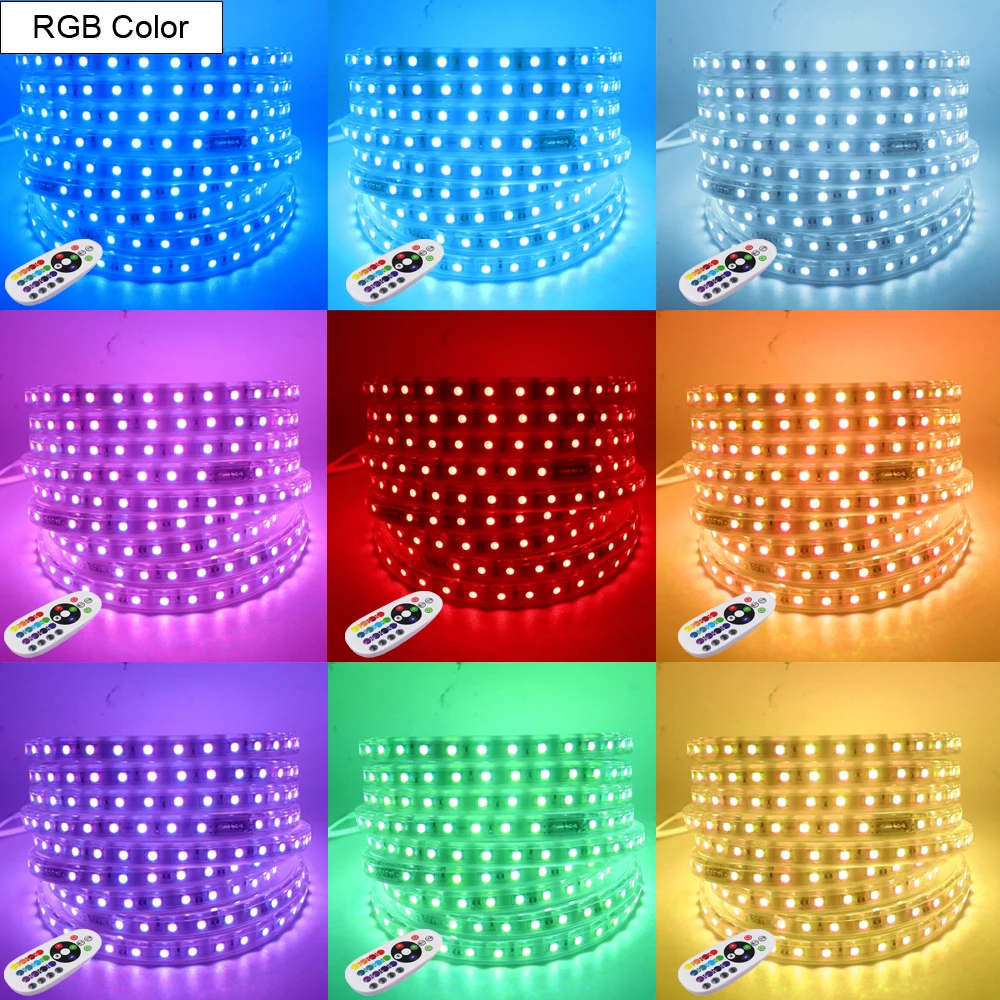 Водонепроницаемая светодиодная лента 5050 RGB Гибкие светодиодные лампы 220 в 60
