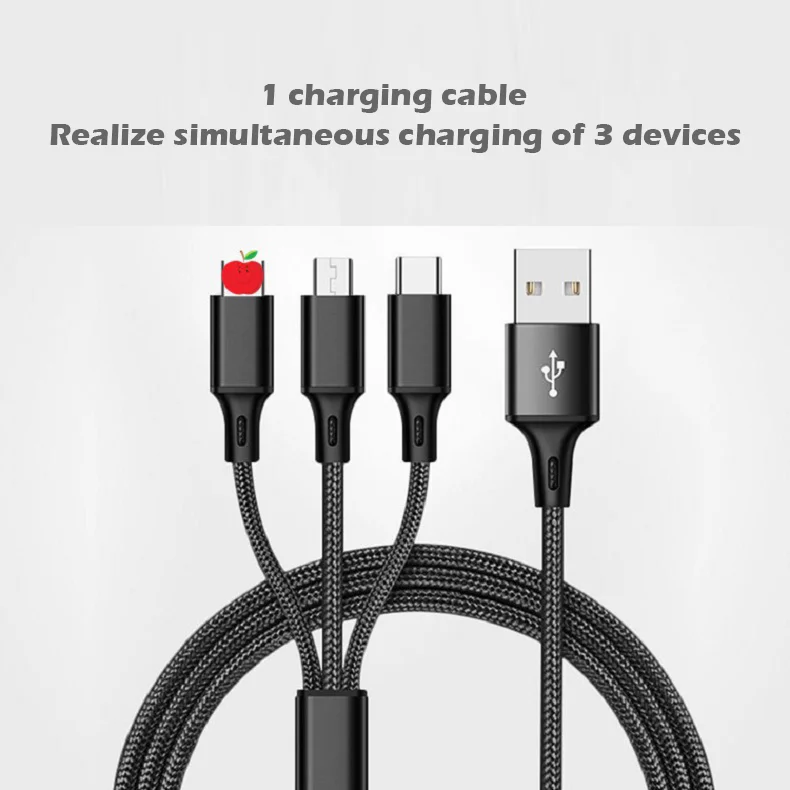 3 в 1 USB кабель для мобильного телефона Micro usb type C кабель зарядного устройства для Android iPhone зарядный кабель Micro USB шнур зарядного устройства
