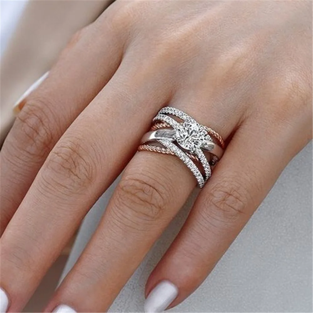 

Luxury Women Ring Pure Cross Braided Bridal Ring Wedding Engagement Christmas Jewelry Valentine Day Gift