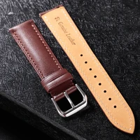 leather watchband strap 16 18 20 22 24 mm stainless steel buckle men women replace band watch accessories