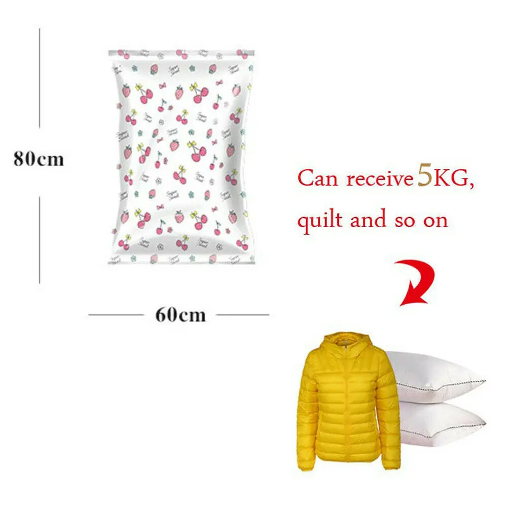 Size 60x80cm Прочные вакуумные пакеты для хранения одежды с клапаном VAC Экономия пространства прозрачный сжатый Органайзер Мешок вакуумный насос - Цвет: Size 60x80cm
