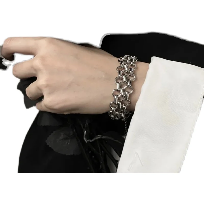 

Cy Ring Buckle Bracelet Men's Sterling Silver Trendy Dark Series Cool Earth Hip Hop Cool Couple Accessories