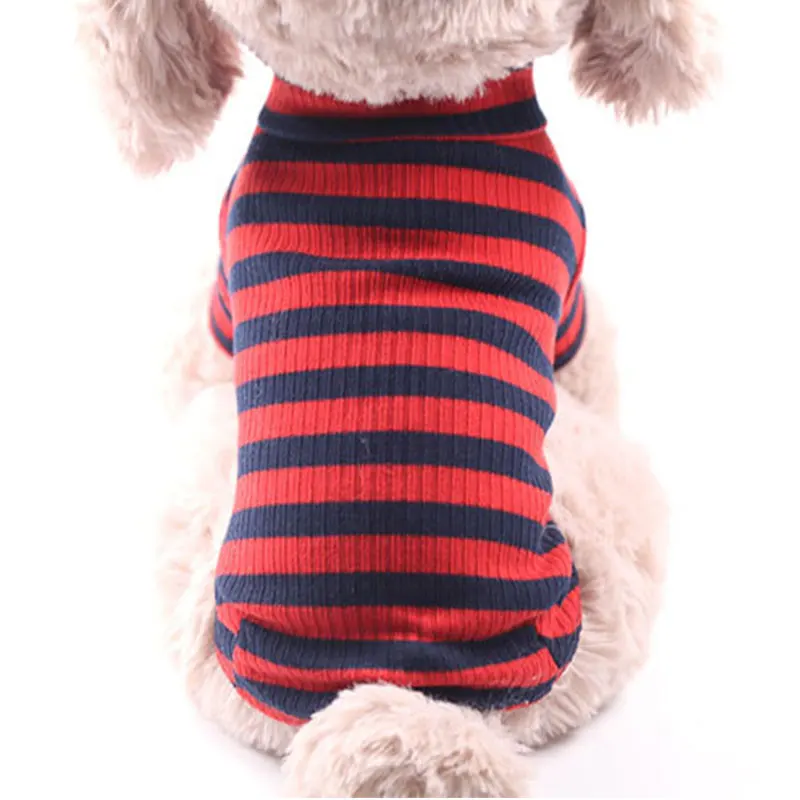 Comfortable Stripe Clothes Durable Pet cloth Cotton Blend Bottoming Shirt Dog Cat Wild Stretch Fleece | Дом и сад