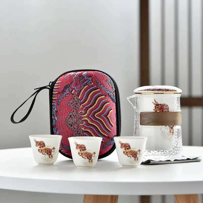 

Kung fu teapot Tea set ,Beautiful and easy teapot kettle , Chinese Travel Ceramic Portable Teaset , Ceramic Tray Coffee Cup