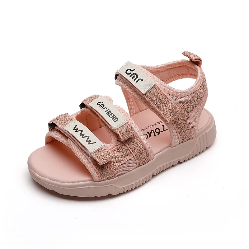 

2021 Summer Kids Boy Girl Shoes Sneakers Hook&Loop Mixed Colors Round Toe Fashion Concise Flat Heels Air mesh Non-slip Beach
