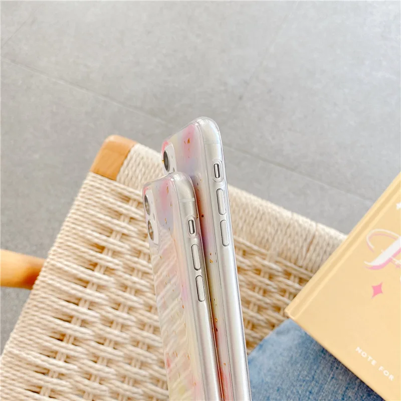 

Gold Foil Pink Firework Shinny Phone Case For iphone 11 Pro XS Max X XR 8 7 Plus SE 2020 Glitter Soft Silicone Shockproof Cover