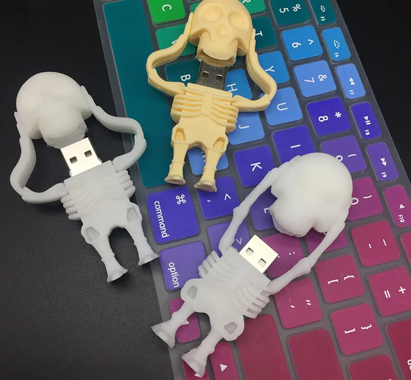 usb флэш-накопитель 128 ГБ, флеш-накопитель 32 ГБ, черный череп, скелет, флешка, 16 ГБ, 8 ГБ, 64 ГБ, usb 2,0, usb память, подарок на Рождество, Хэллоуин