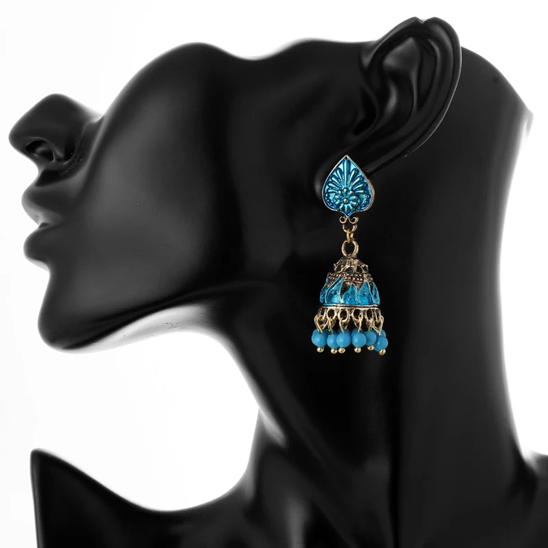 Индийские Jhumka серьги «Слоник» цыганские ювелирные изделия в стиле ретро этнические бусины в античном стиле висячие серьги с кисточками для женщин богемный подарок