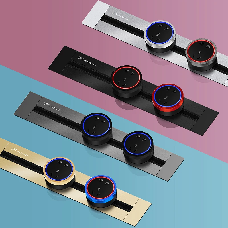Kxn Elétrica Escondida Tomada de Parede Power Track 40cm 60cm 80cm Liga de Alumínio Soquetes de Cozinha Soquetes elétricos