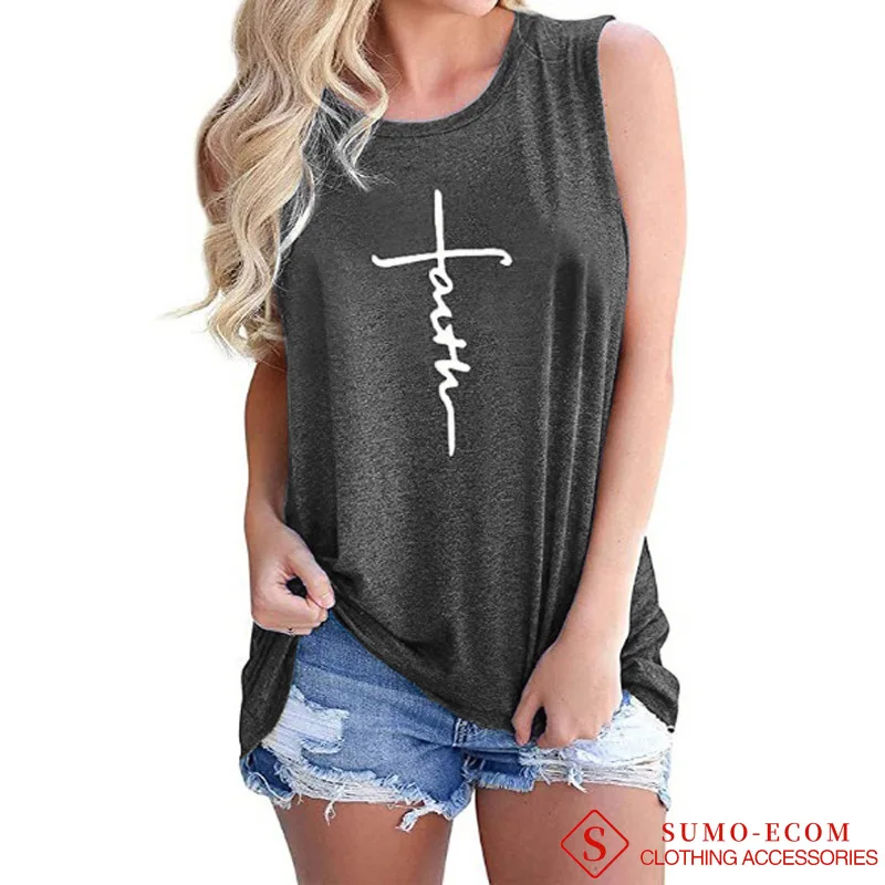 

Faith Decal Christian Religious Decal Printed Gothic T Shirt Women Thin Section Tank Top Harajuku Female Aesthetic Tee S-XXL