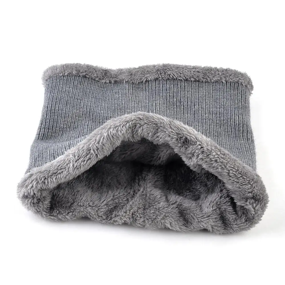 Толстая вязаная шапка Наборы для мужчин зимняя уличная теплая и шарф бархатные