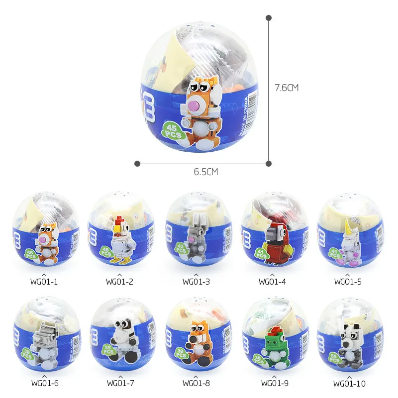 Детский конструктор в виде яйца серия скручивания собака петух носорог динозавр