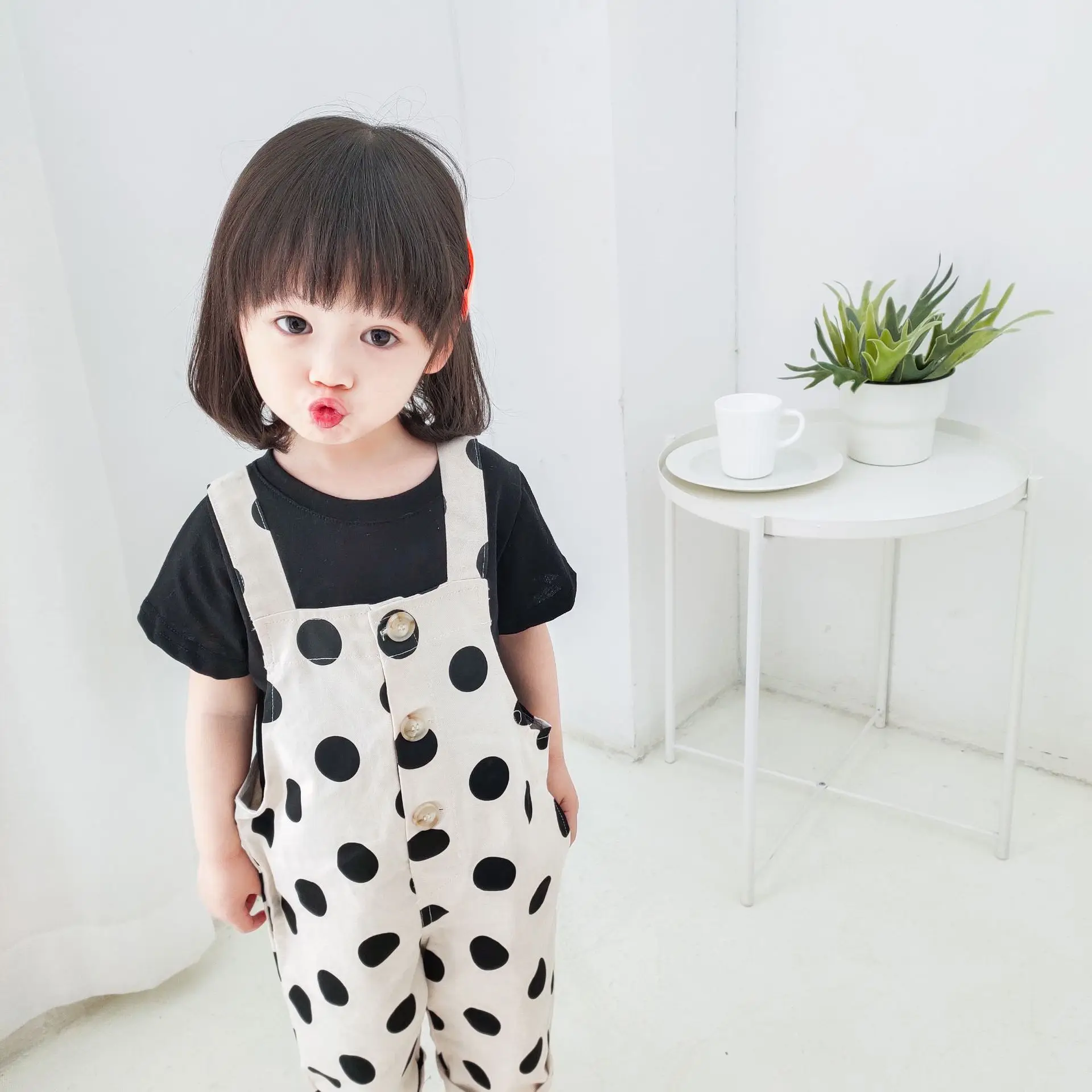 Весенний Свободный комбинезон с принтом в горошек для мальчиков и девочек 2020