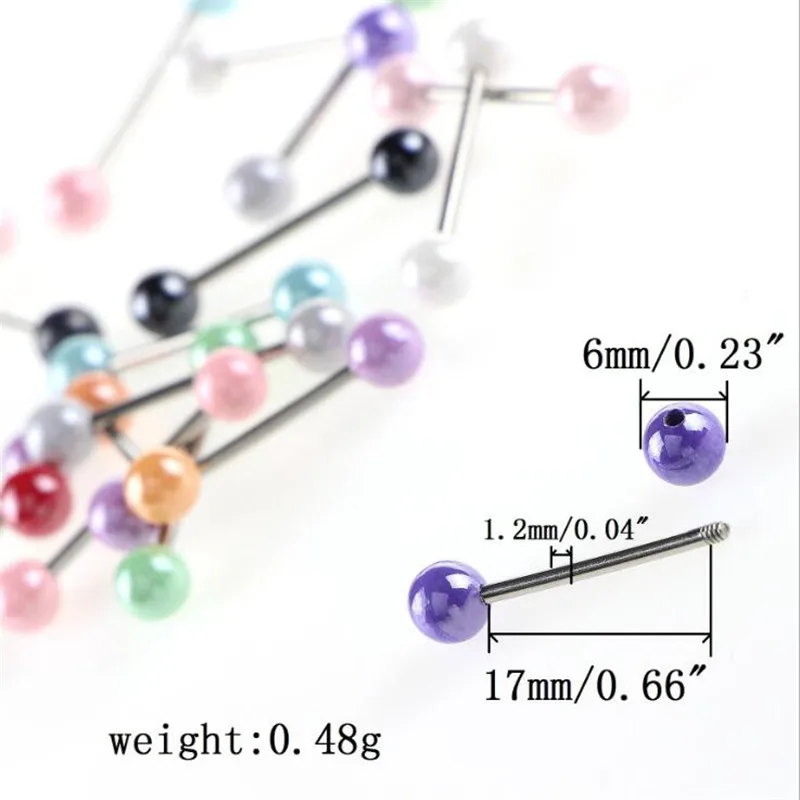 new fashion surgical steel barbell tongue rings women acrylic beads ear bone nail nipple piercing body jewelry | Украшения и