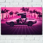 Эмбер Херд автомобиля DeLorean Горячая линия Майами в ретро-стиле волны спортивный автомобиль плакат на холсте отпечатки стены Картины для Гостиная Декор