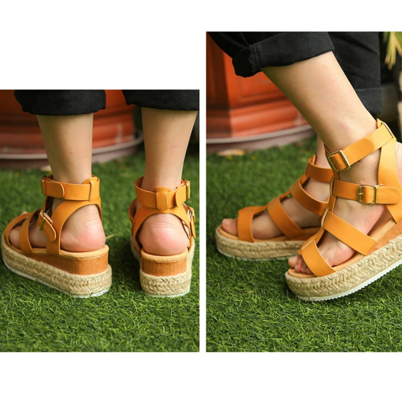 

Summer Women Shoes Beach Sandals Ladies Fashion Roma Flat heel Solid Peep Toe Sandals Casual Shoes Sandales Size 35- 43