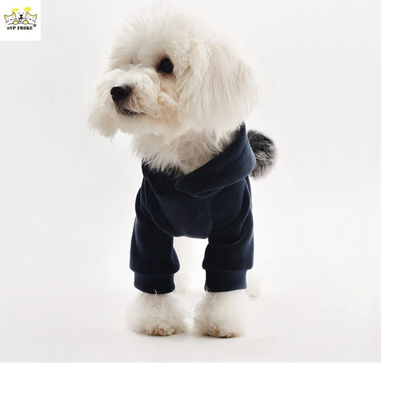 

New Fashion Warm And Comfortable Pet Dog Clothes Autumn And Winter Thick Hooded Plush Bichon Two-Legged Clothes