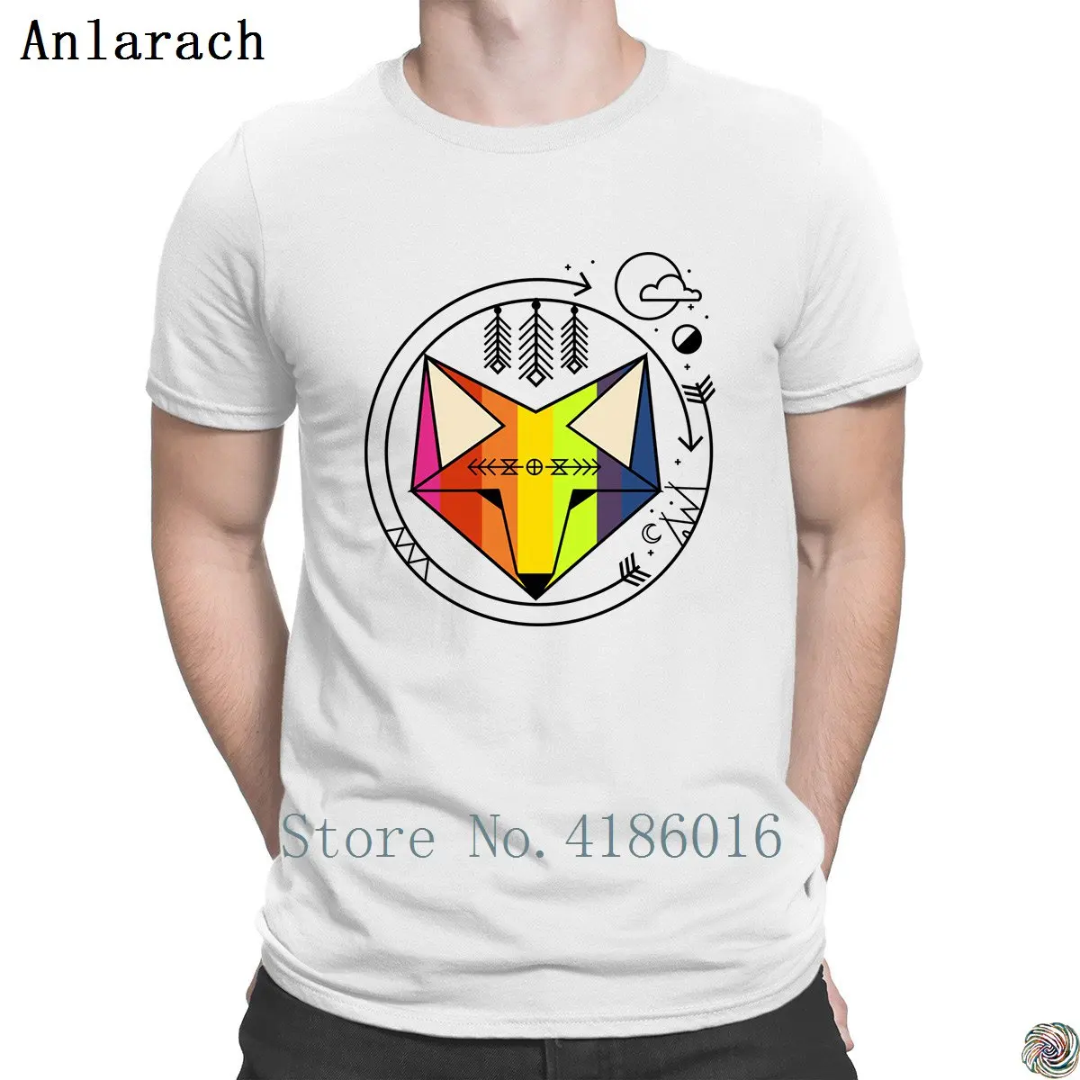 Геометрическая инди арт лиса живописные стрелы родные футболки с Луной веселая