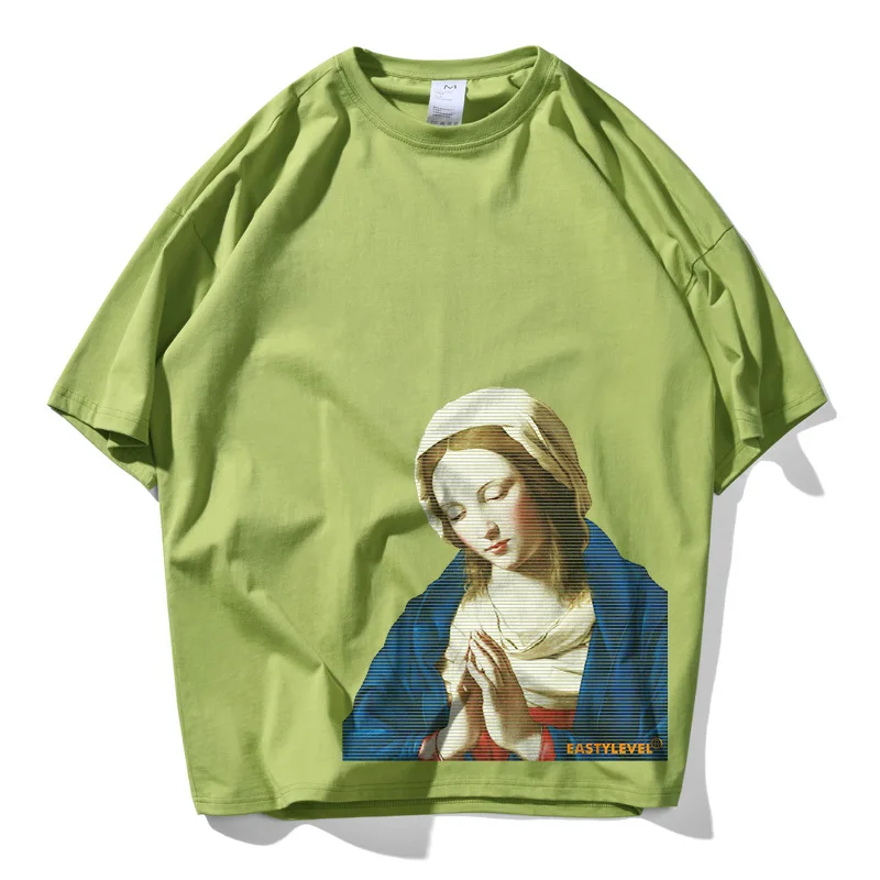 Мужская футболка с принтом Holy Lady синяя/розовая из 100% хлопка в стиле INS 9 цветов