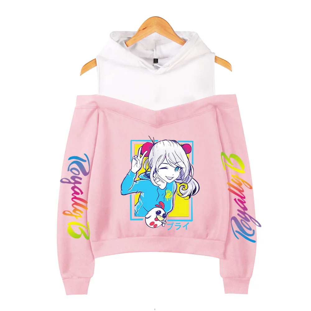 

2021 New Arrival Royally B Hoodie Sweatshirt Off-shoulder Women Teens Girls Harajuku Print Fashion Pullover Tops