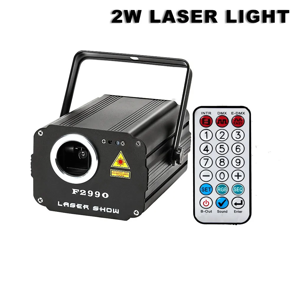 

2021 Newest Stage Light F2990 wireless remote 2W DJ projector DMX Professional Animation Beam lighting Home Party Disco Device