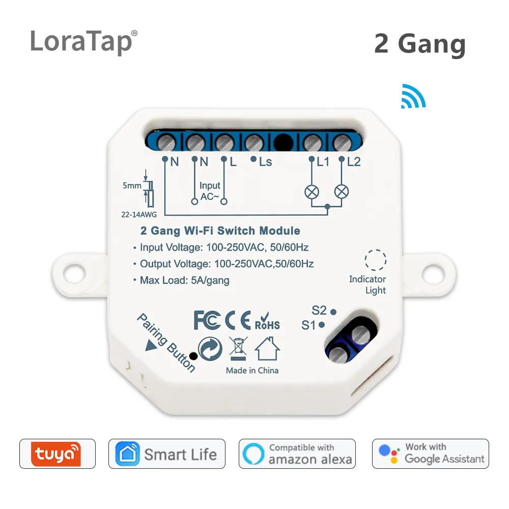 Умный выключатель Tuya с wi fi двухклавишный модуль выключателя голосовое