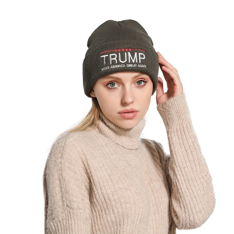 WZCX TRUMP вышивка письмо вязаная теплая шапка Осень Зима Повседневная tide унисекс шапка в стиле хип-хоп шапка для взрослых