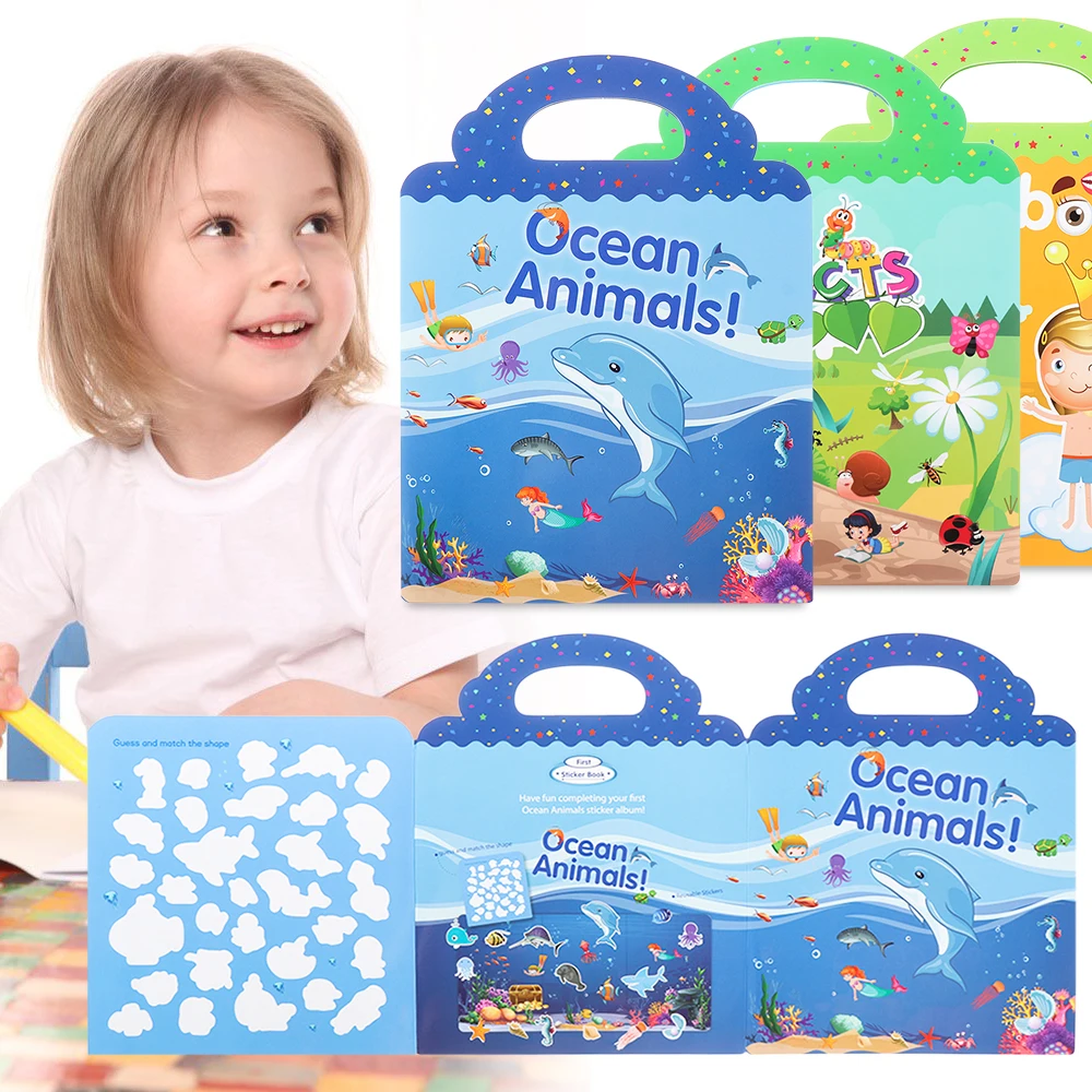 Многоразовые Детские Стикеры для книг сцен создания игр образовательные