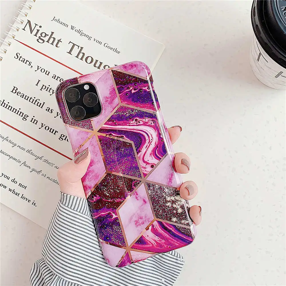 HJ5 Покрытие геометрический мраморный чехол для iphone 7 XR 11 Pro Max чехол для iphone X XS Max 8 7 6 6S Plus чехол для телефона силиконовый мягкий чехол - Цвет: HJ5